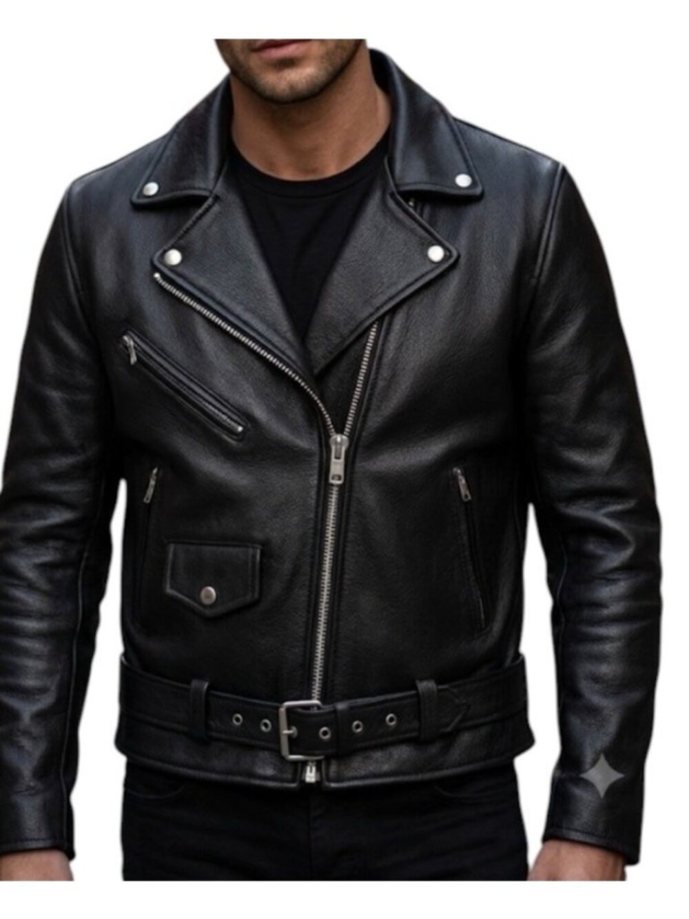 Antelope Creek Leather Black Full Zip Biker Motorcycle Riding Jacket Size Medium